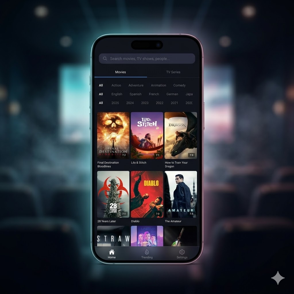 movies hub apk app interface preview